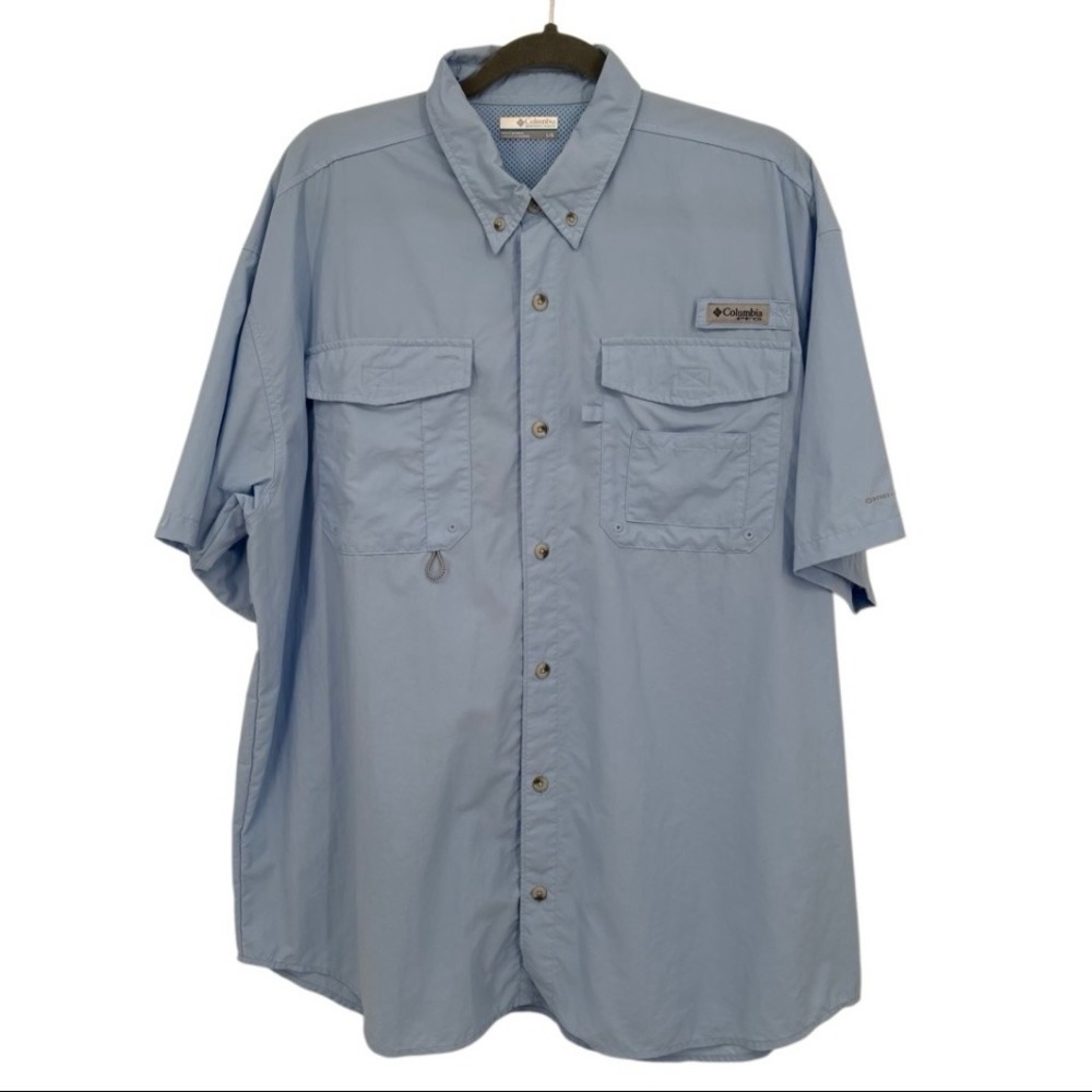 Columbia PFG‎ Performance Fishing Gear Button Front Shirt Blue Men's Size Large